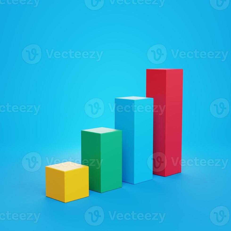 Bar chart on blue background. 3d rendering. photo