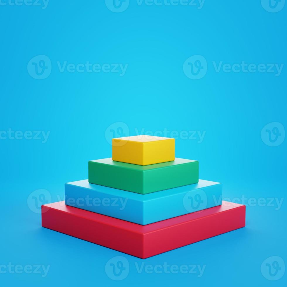 Pyramid chart on blue background. 3d rendering. photo