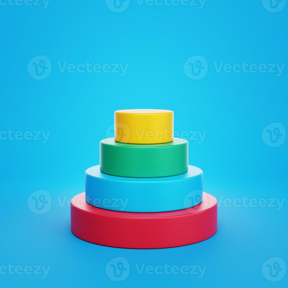 Pyramid chart on blue background. 3d rendering. photo
