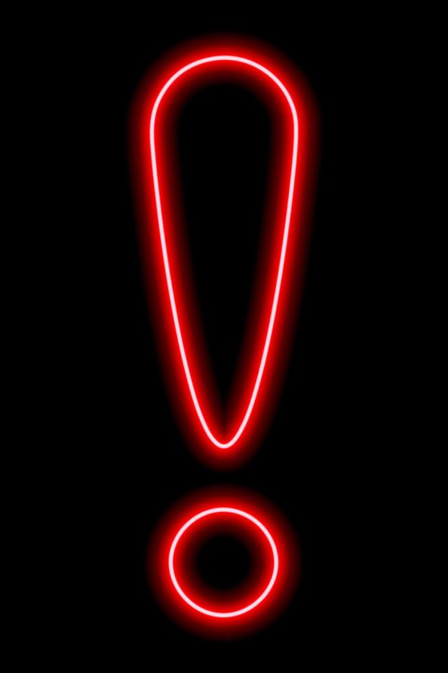 signo de exclamación de neón rojo sobre un fondo negro. ilustración vectorial vector