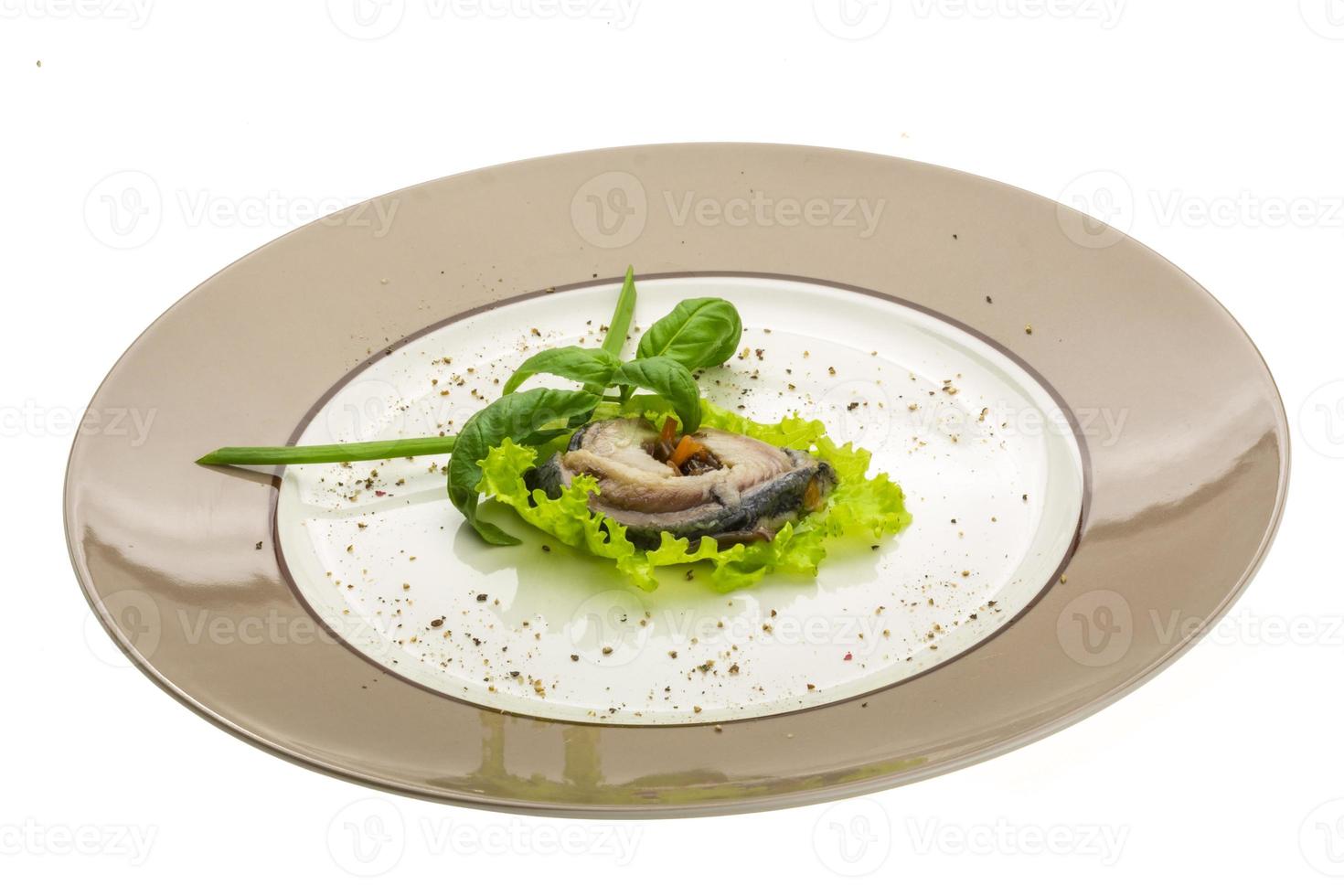 Herring fillet on white photo