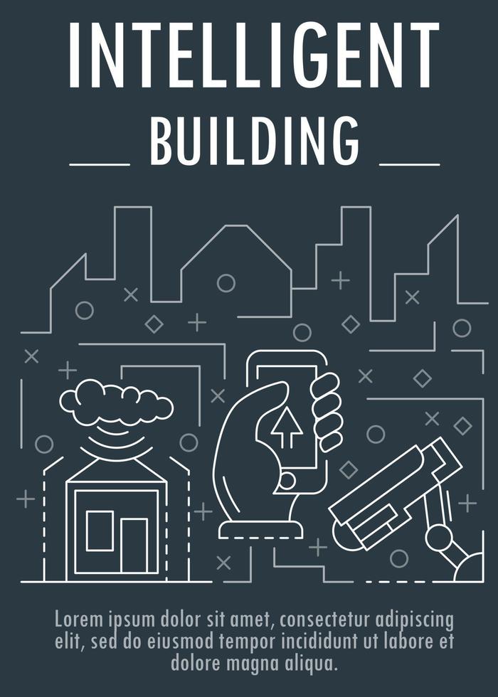 Intelligent building banner, outline style vector