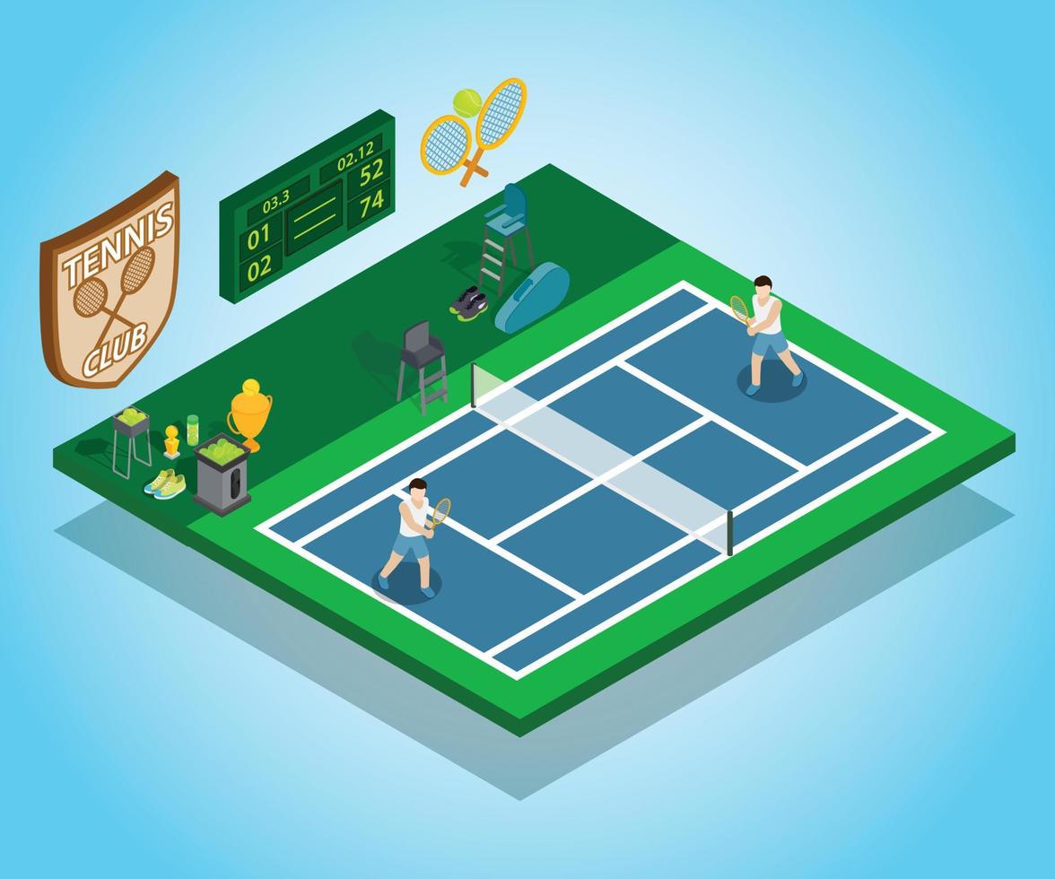 Tennis concept banner, isometric style vector