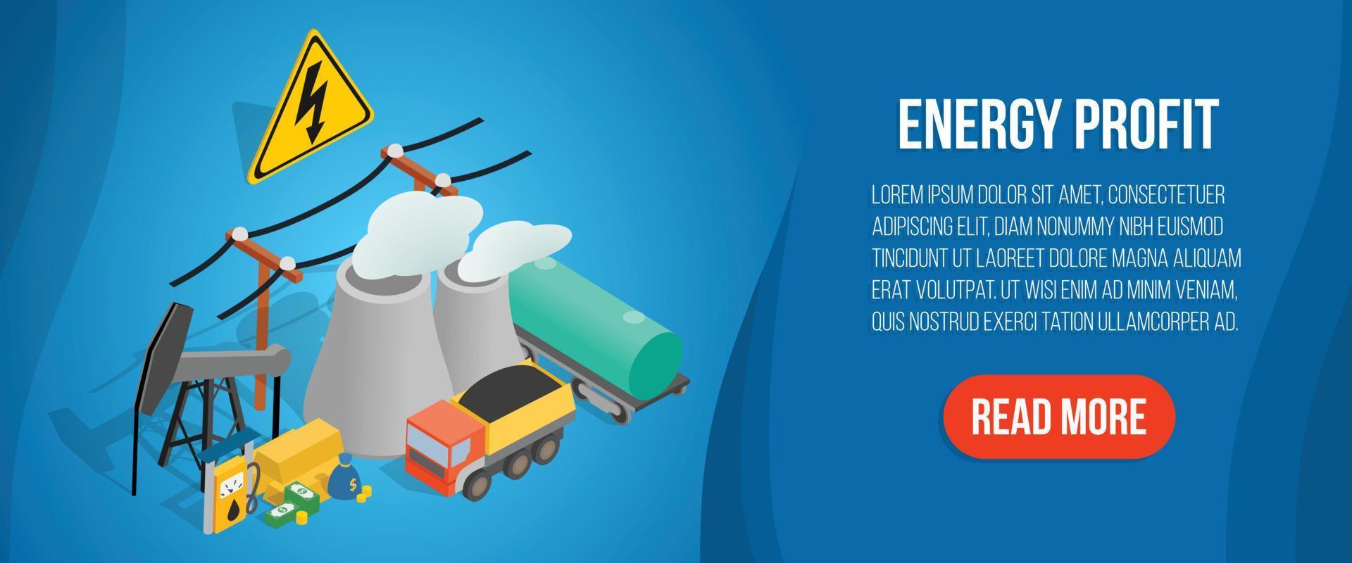 Energy profit concept banner, isometric style vector