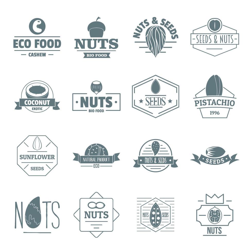 Nuts seeds logo icons set, simple style vector