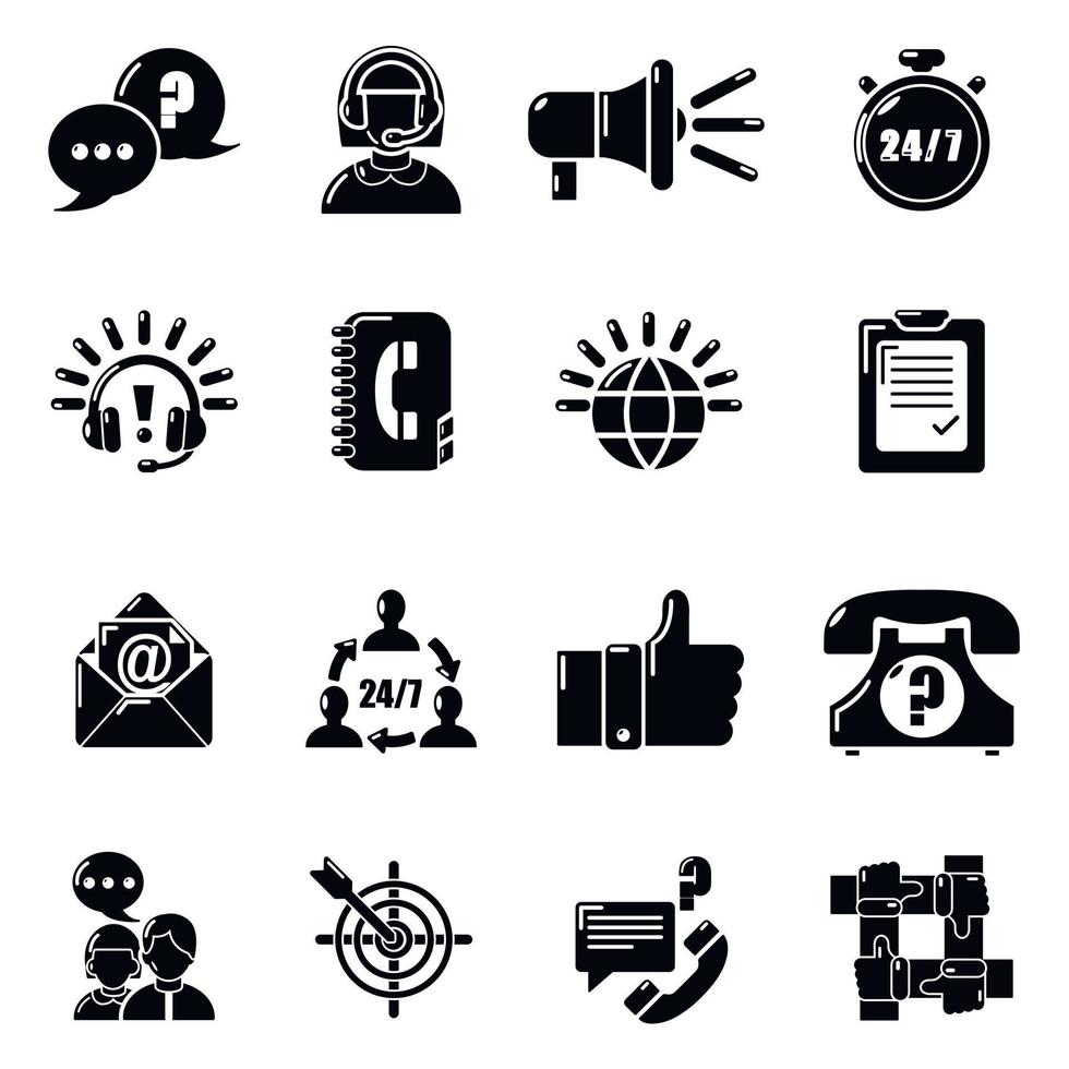 conjunto de iconos de centro de llamadas, estilo simple vector