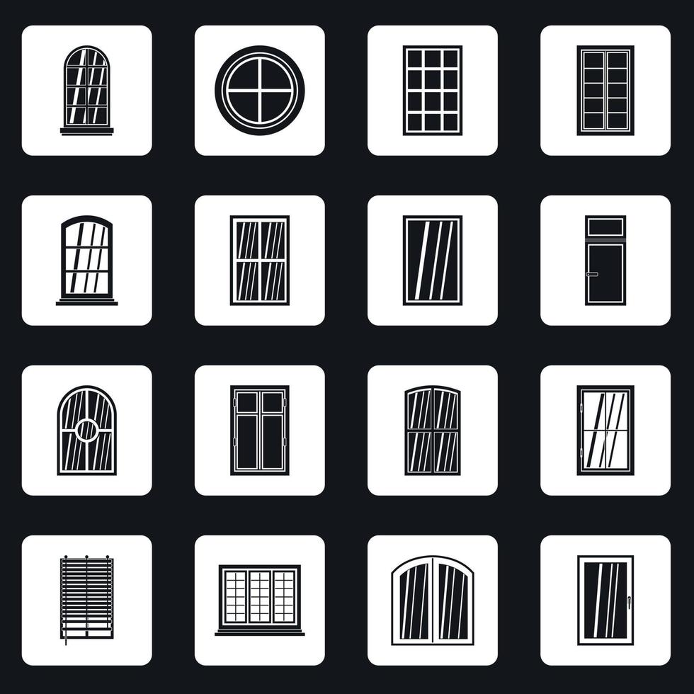 ventana de plástico formas iconos conjunto cuadrados vector