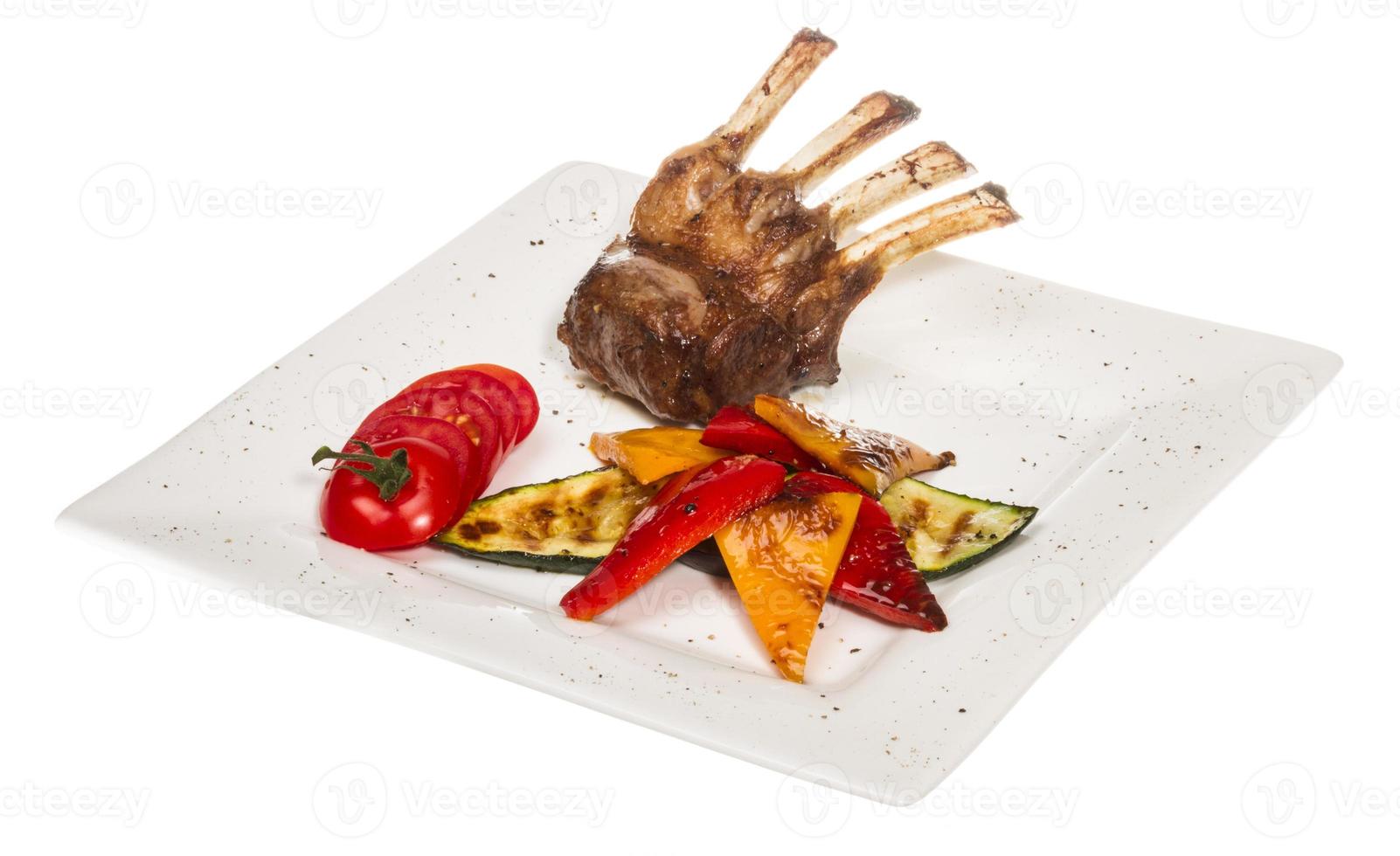 Gourmet Main Entree Course Grilled Lamb steak photo