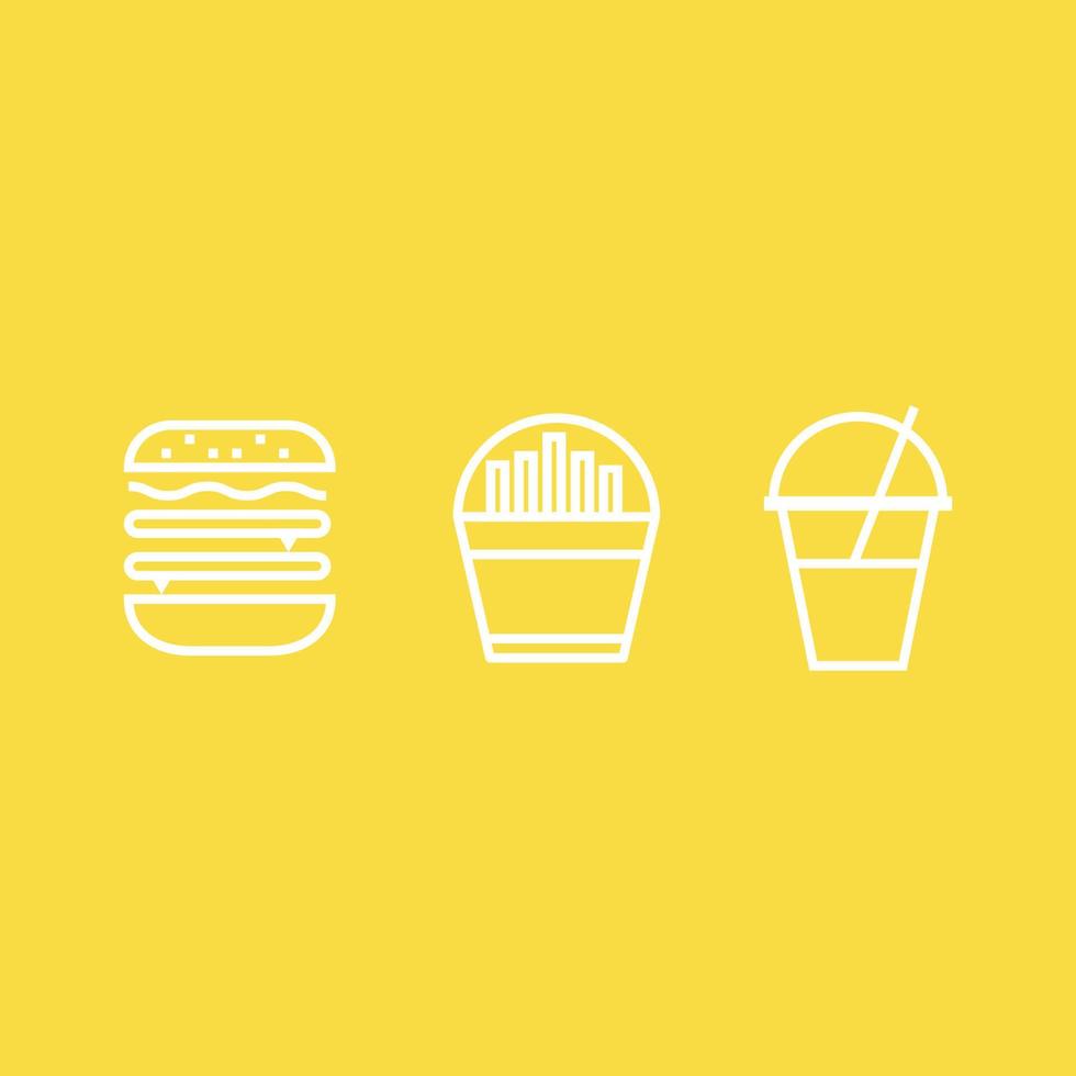 Fast Food Vector Icon. Hamburger, french fries and soda.