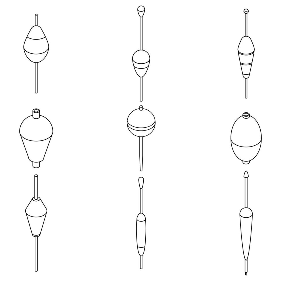 Bobber icons set vector outine