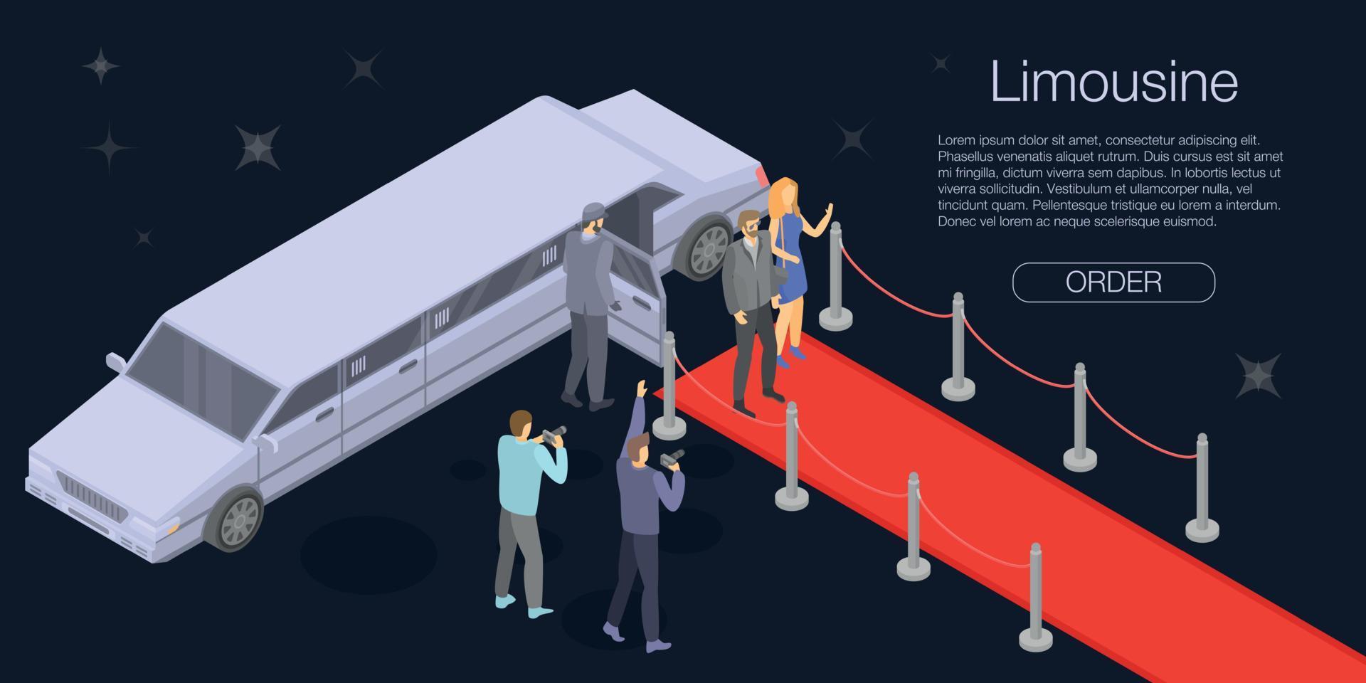 Personal limousine concept banner, isometric style vector