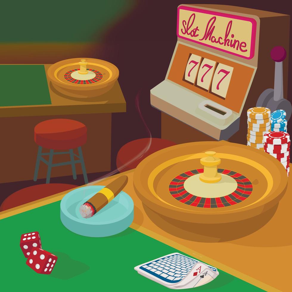 concepto de elementos de juego de casino, estilo de dibujos animados vector