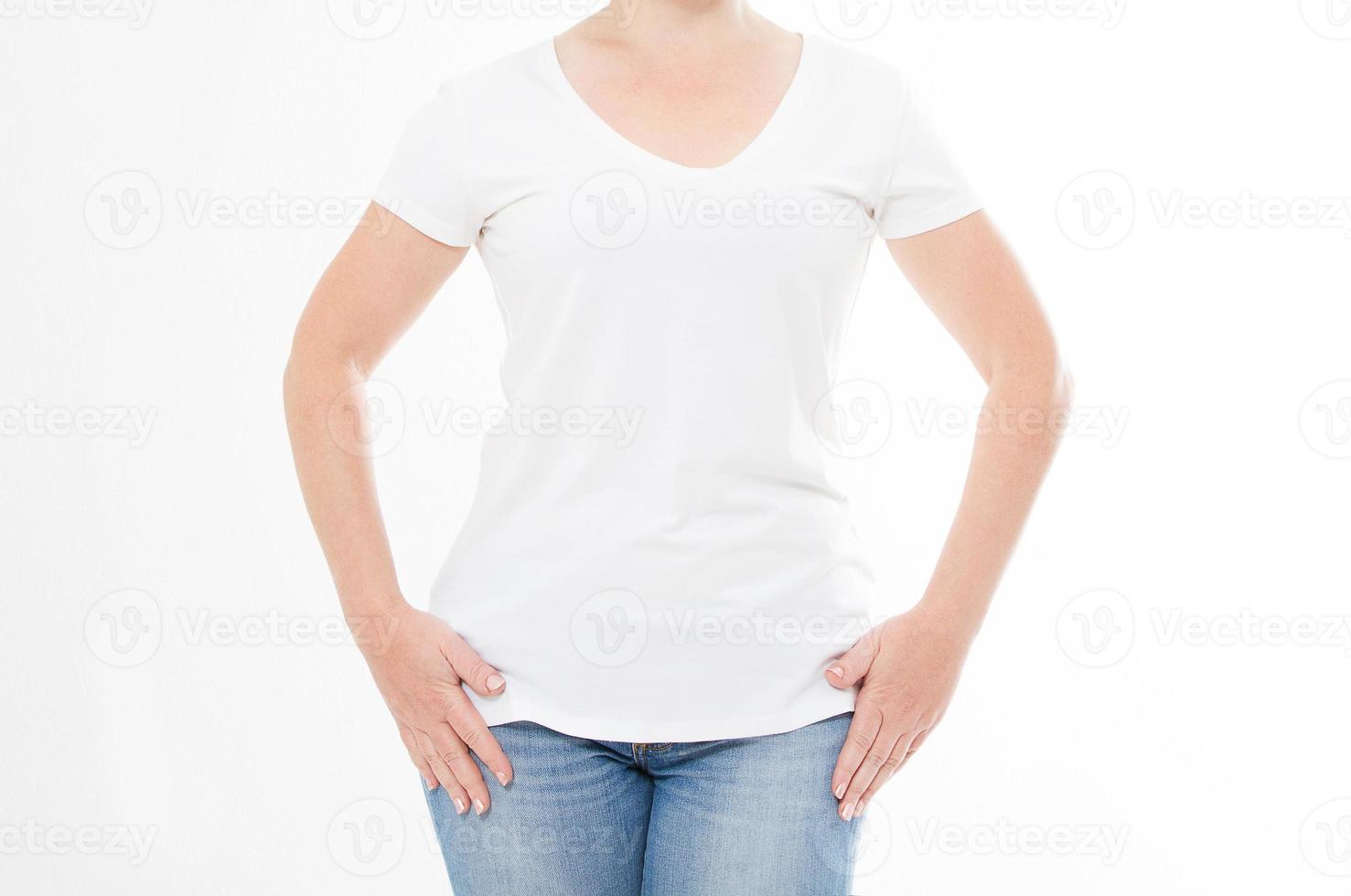 girl in white t-shirt isolated, mock up,template,blank photo