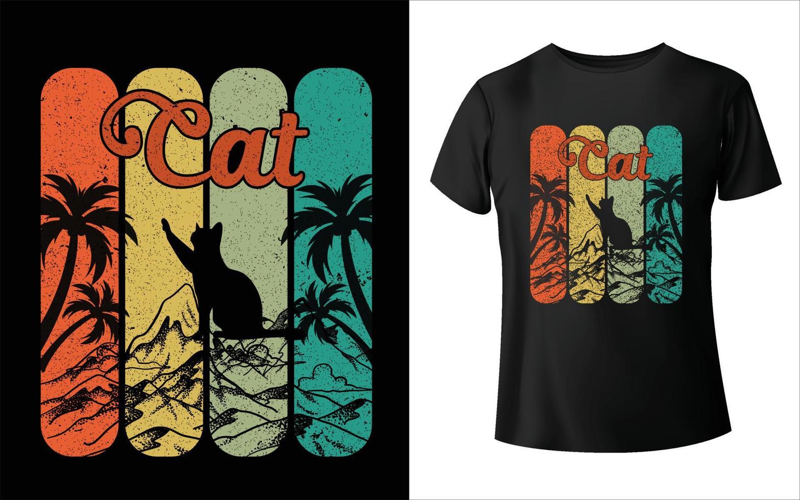 vector de gato camiseta de gato paleta de colores de verano de gato diseño de camiseta camiseta de gato
