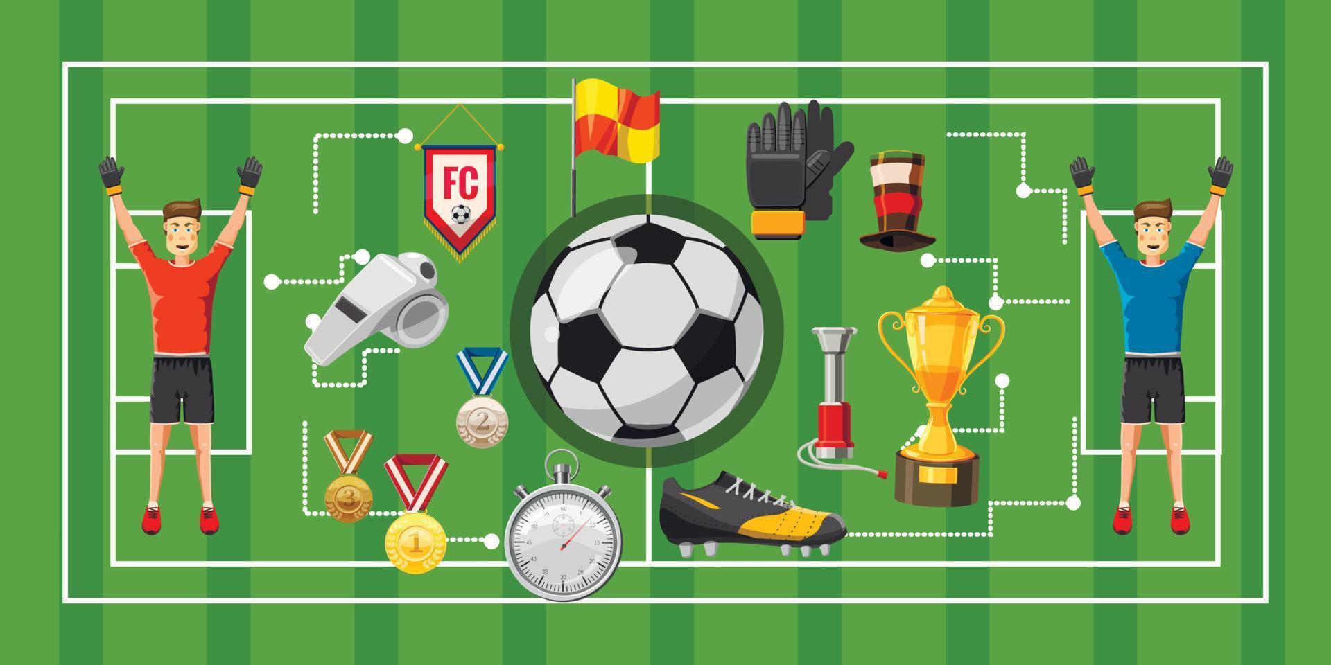 Soccer game banner horizontal, cartoon style vector
