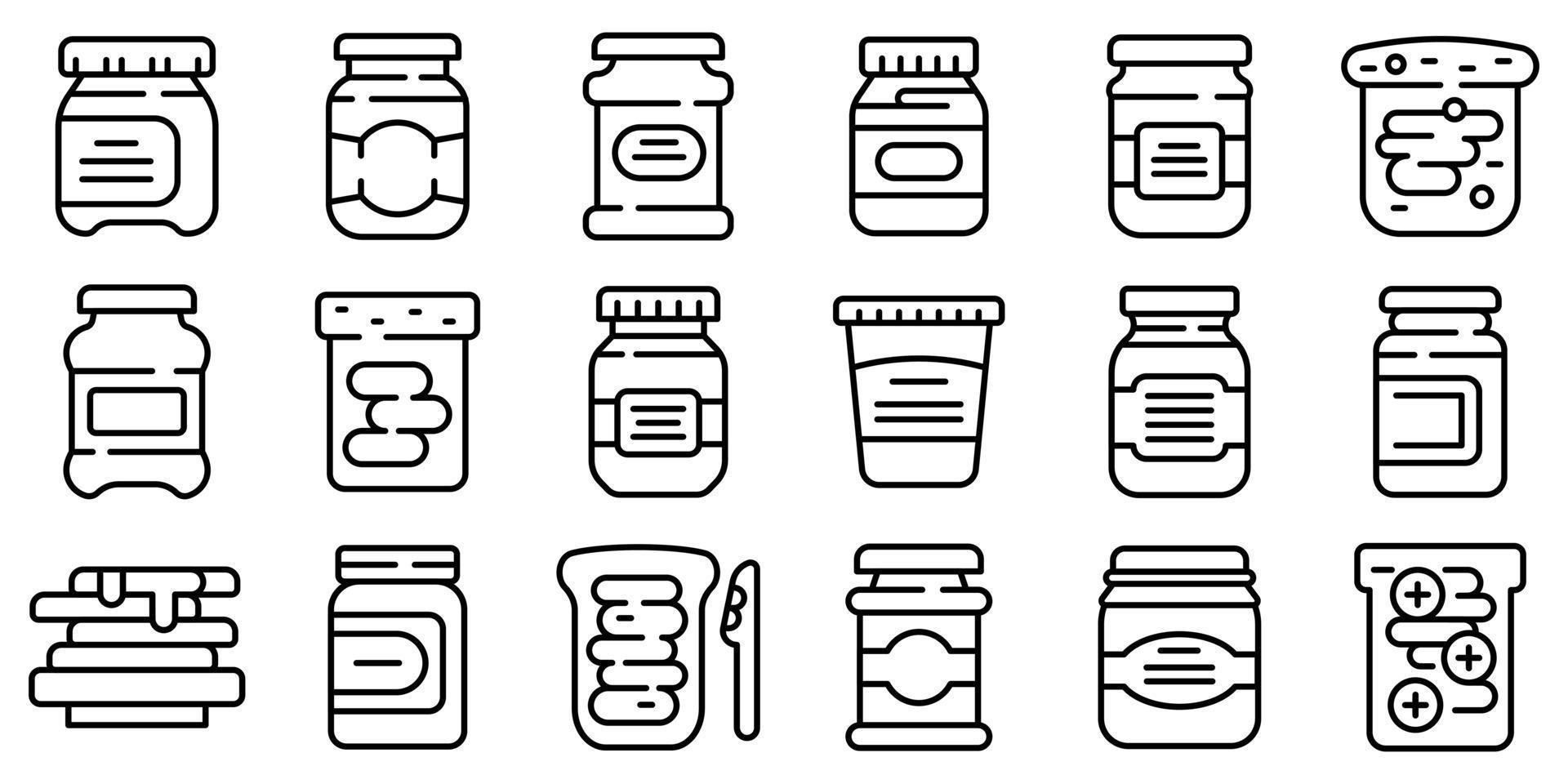 Chocolate paste icons set, outline style vector