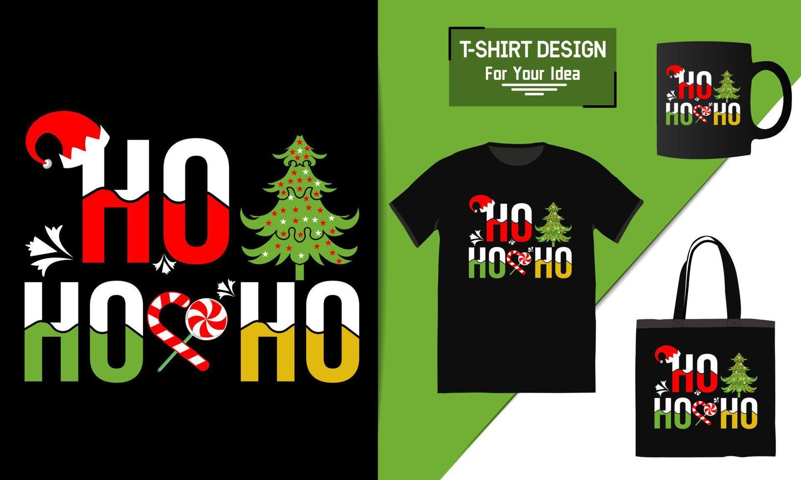 ho ho ho diseño colorido de camisetas navideñas, manuscrito moderno listo para imprimir vector