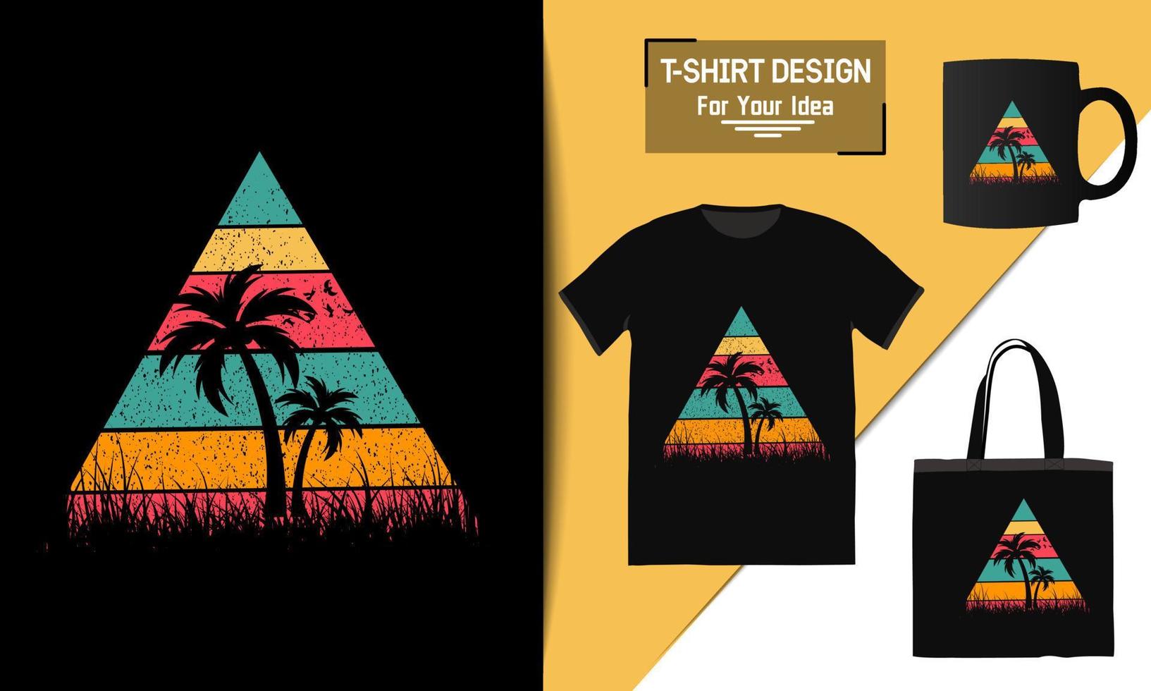 verano elegante camiseta playa árbol vector diseño playa fiesta impresiones sobre el tema