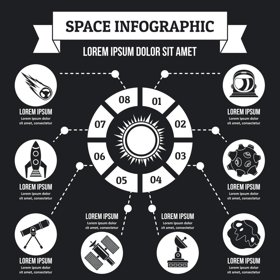 Space infographic concept, simple style vector