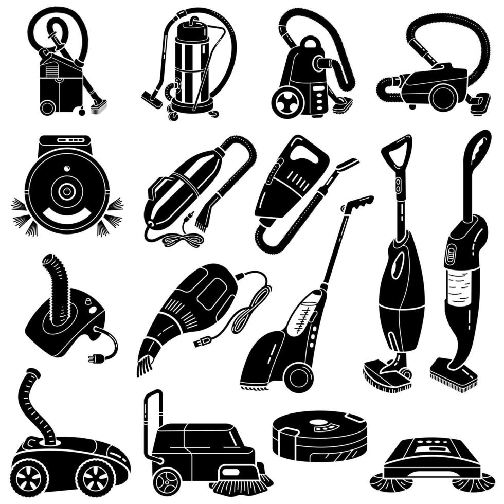Vacuum cleaner icons set, simple style vector