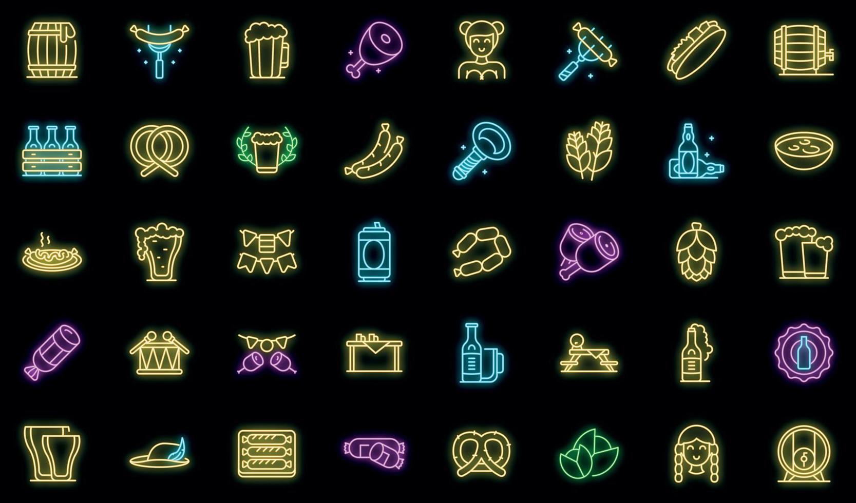 conjunto de iconos de cocina alemana neón vectorial vector