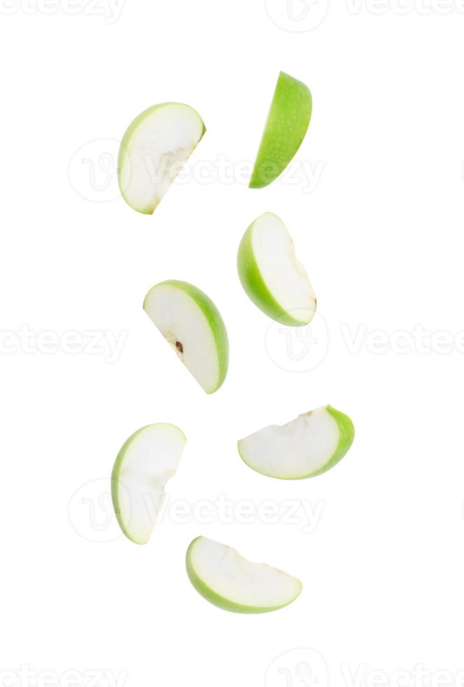fallande skivade gröna äpplen utskärning, png-fil png