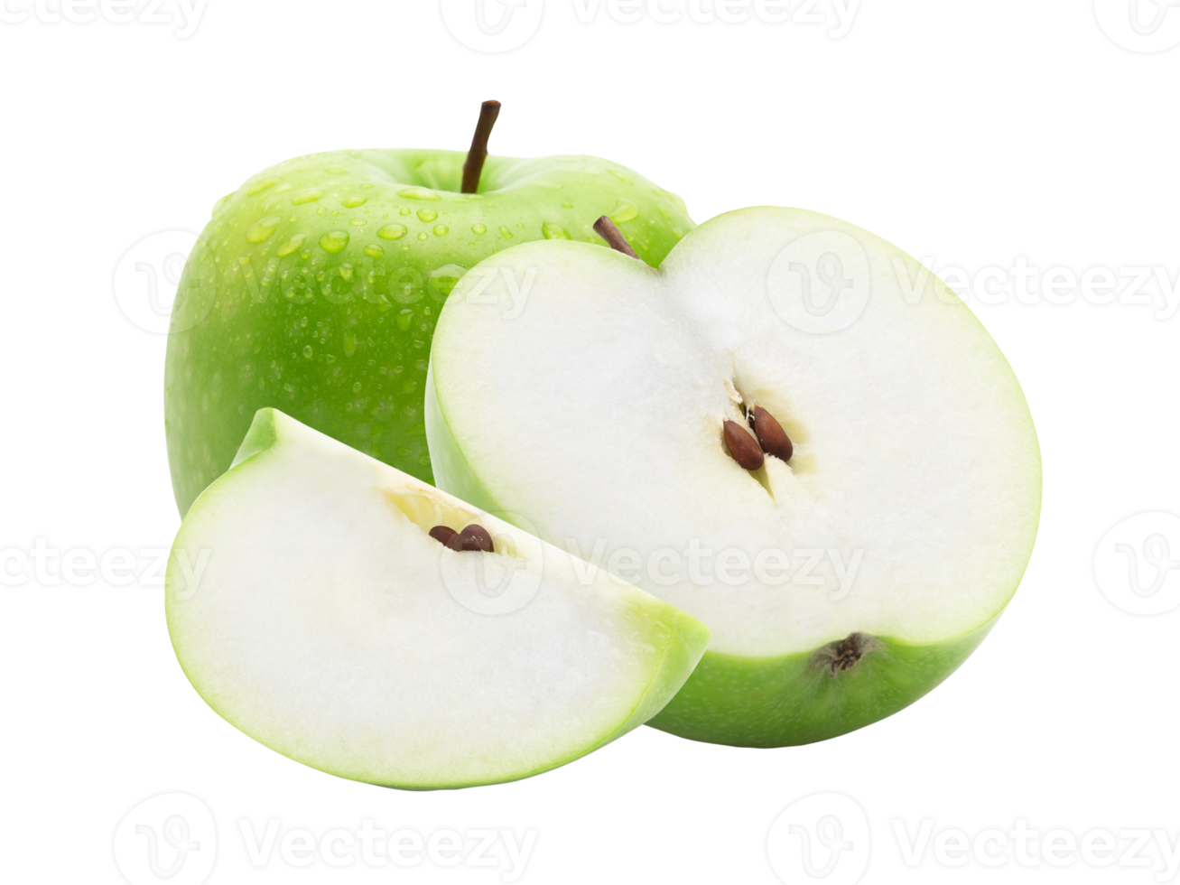 Fresh green apples cutout, Png file