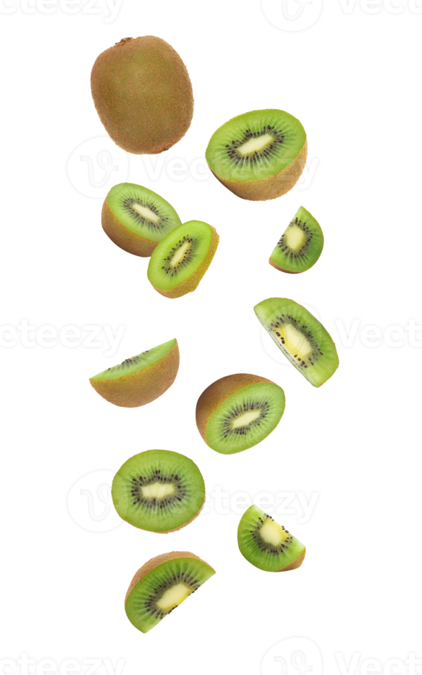 Falling sliced kiwi cutout, Png file