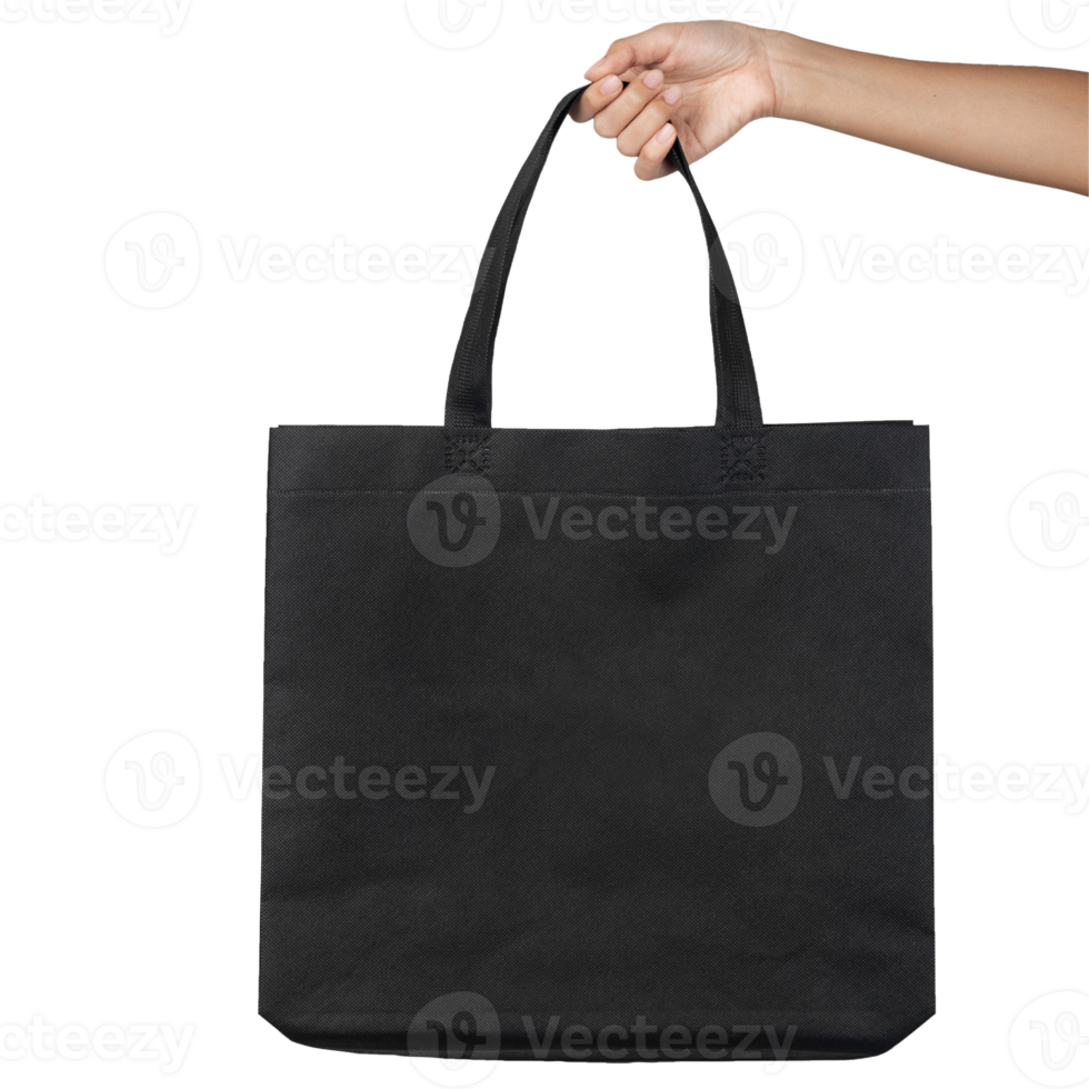 Hand holding tote bag mockup cutout, Png file