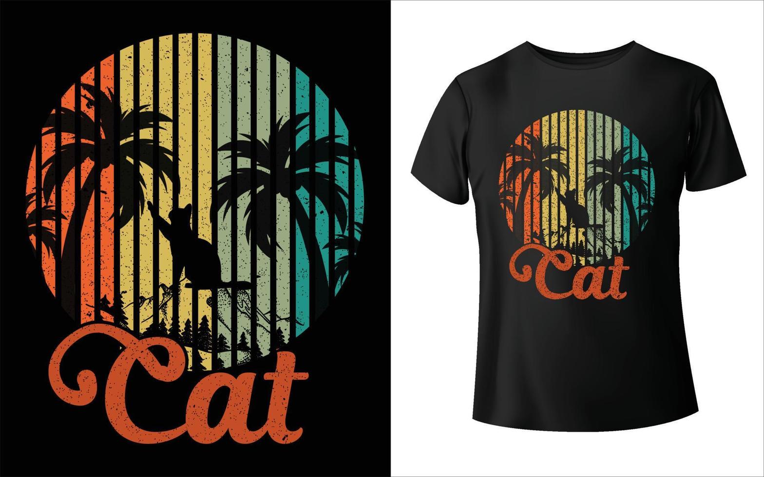 vector de gato camiseta de gato paleta de colores de verano de gato diseño de camiseta camiseta de gato