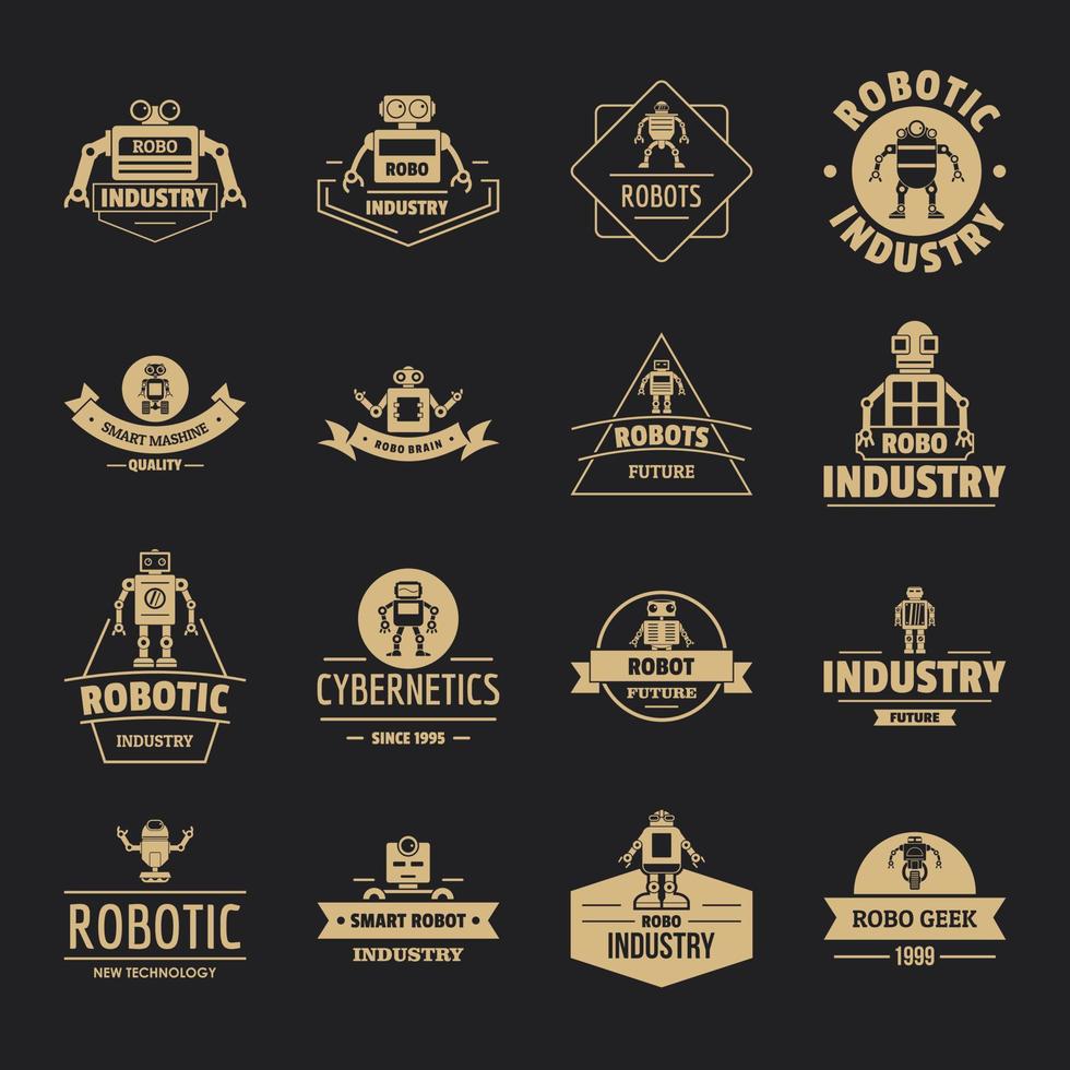 Robot logo icons set, simple style vector