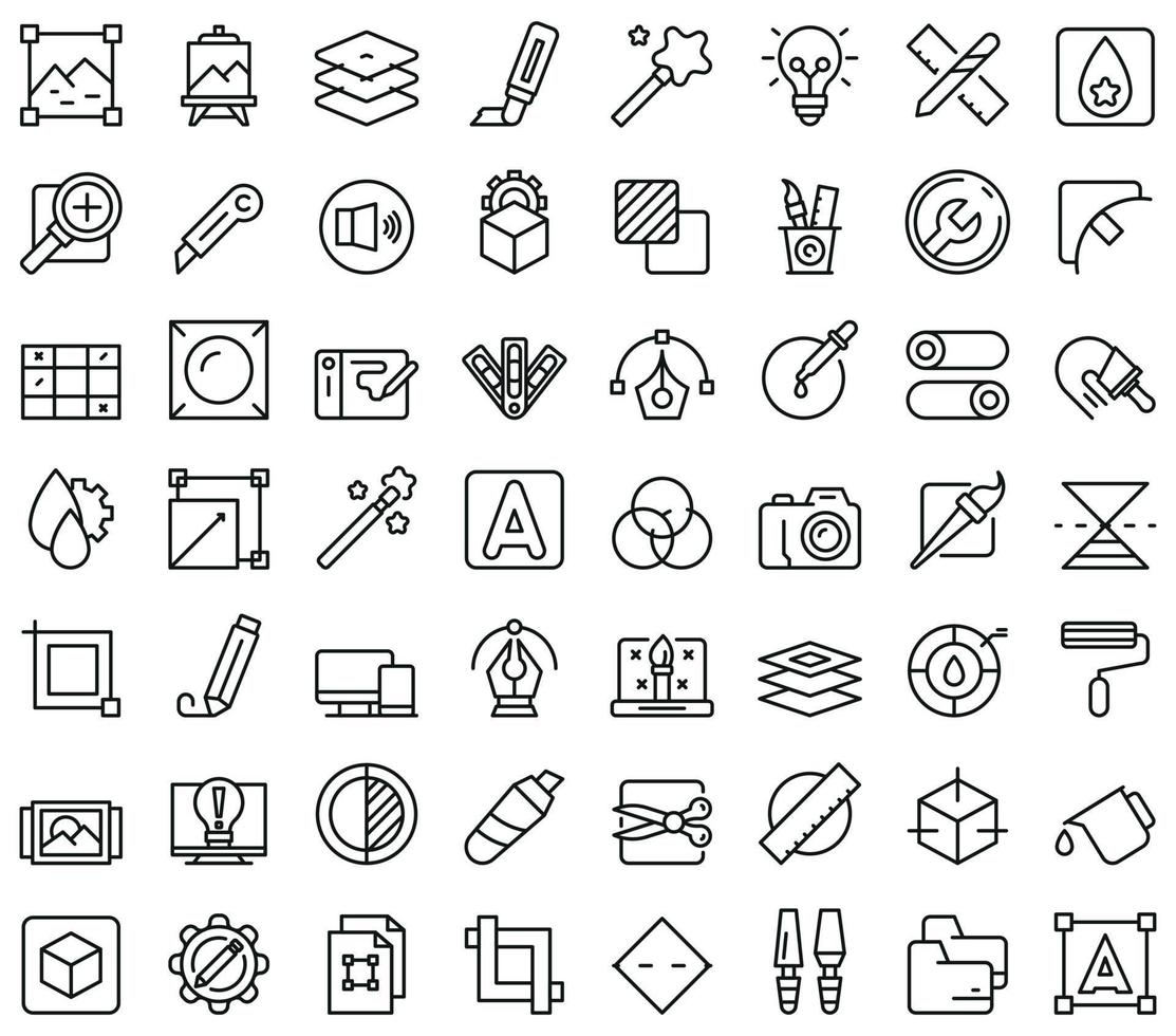 Editing tools icons set outline vector. Video create vector