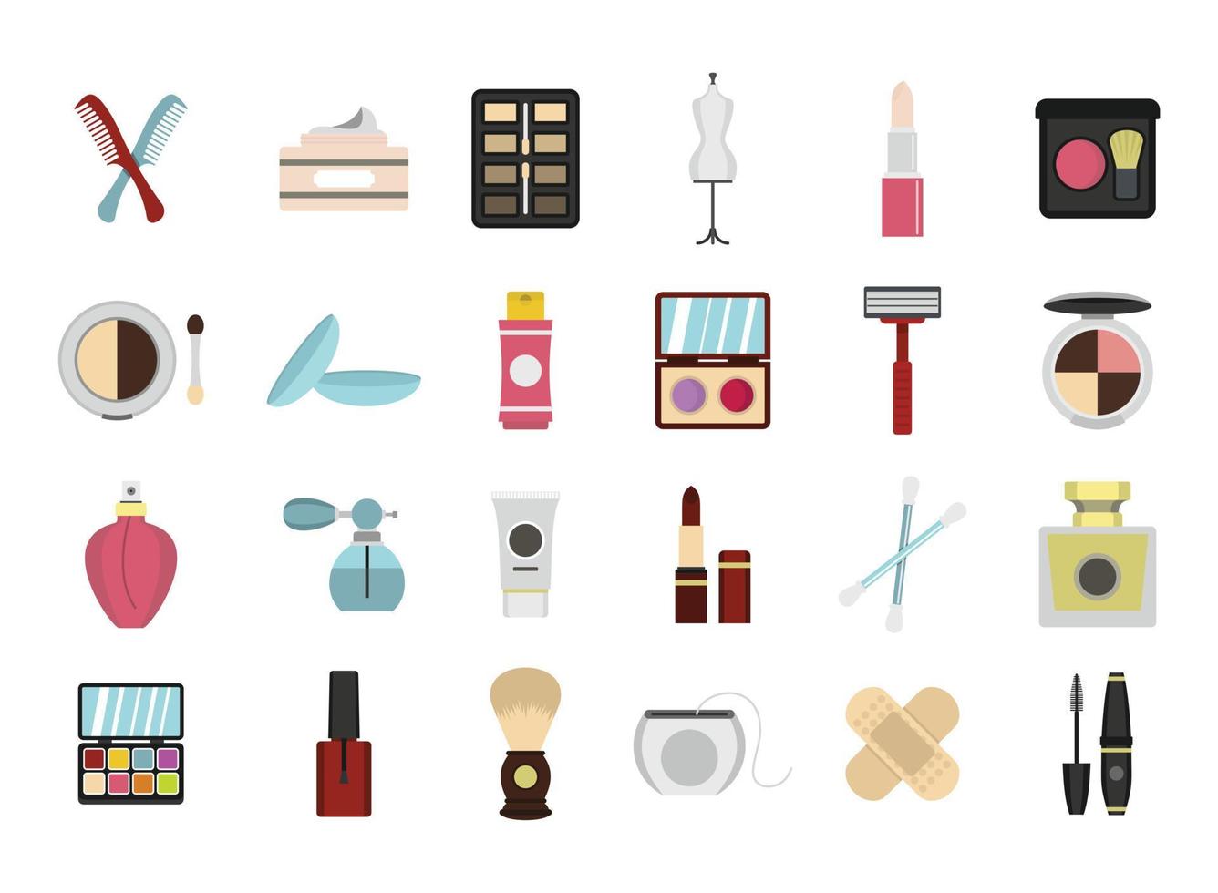 Beauty element icon set, flat style vector