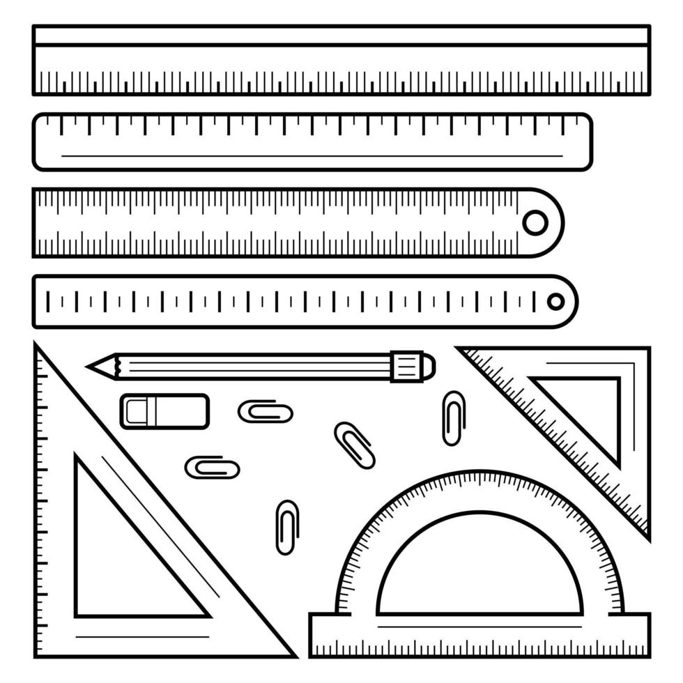 Ruler tape icon set, outline style vector