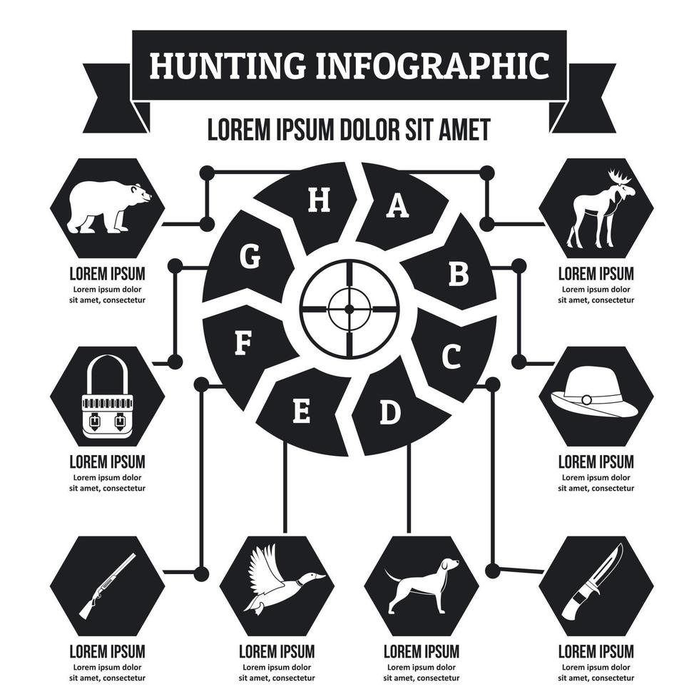 Hunting infographic concept, simple style vector