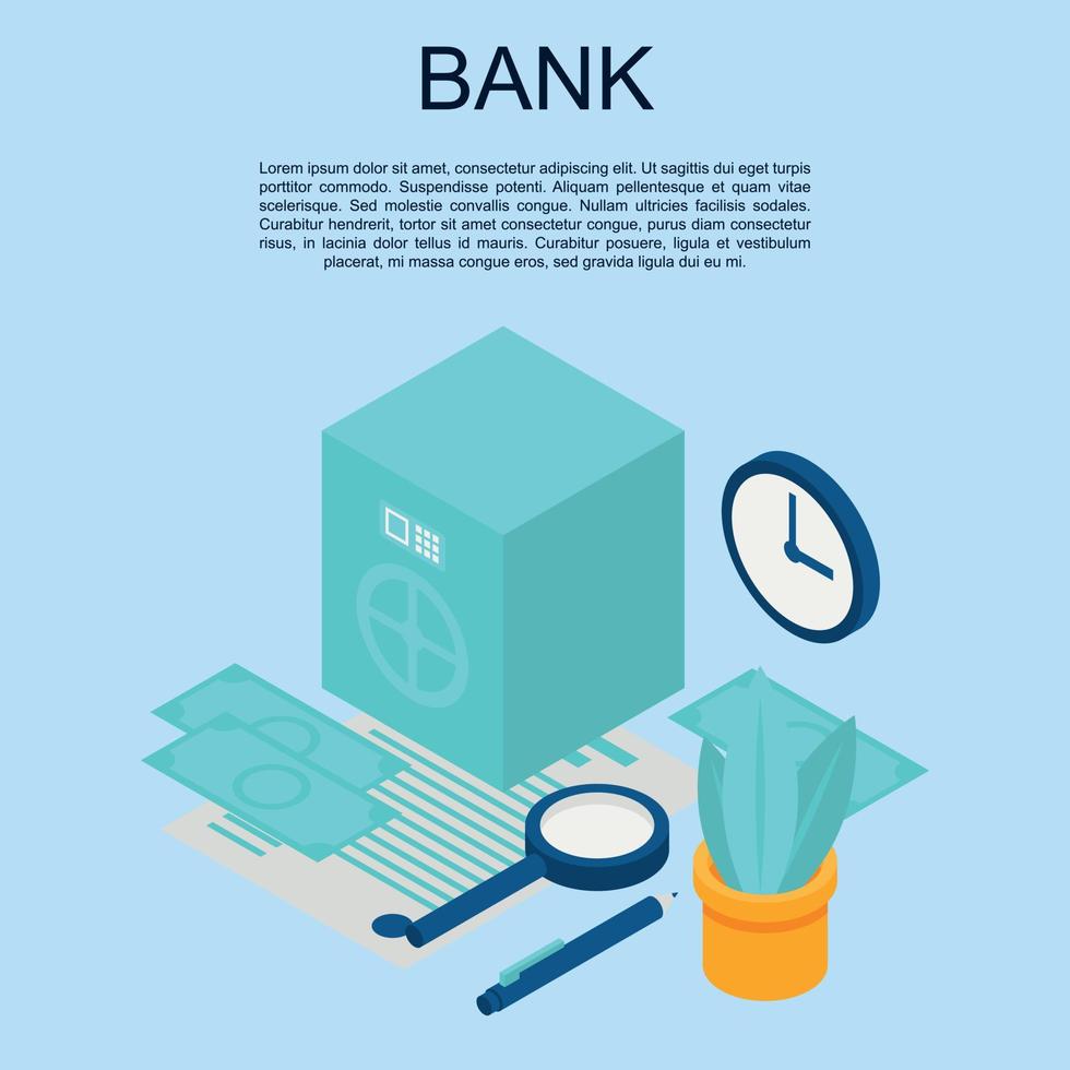 Bank concept banner, isometric style vector