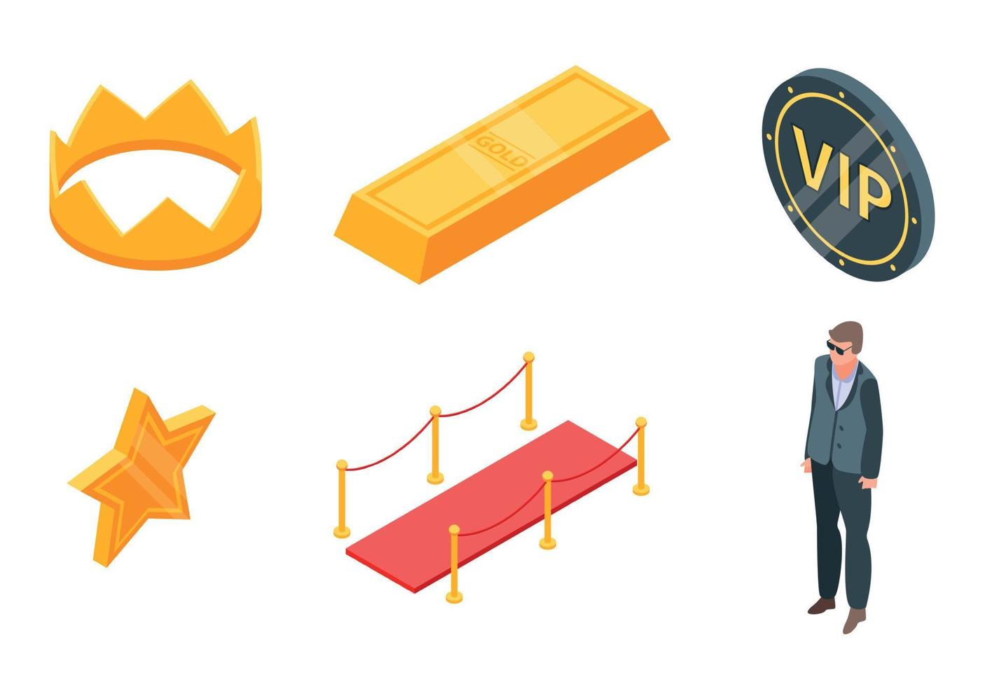 Vip icons set, isometric style vector