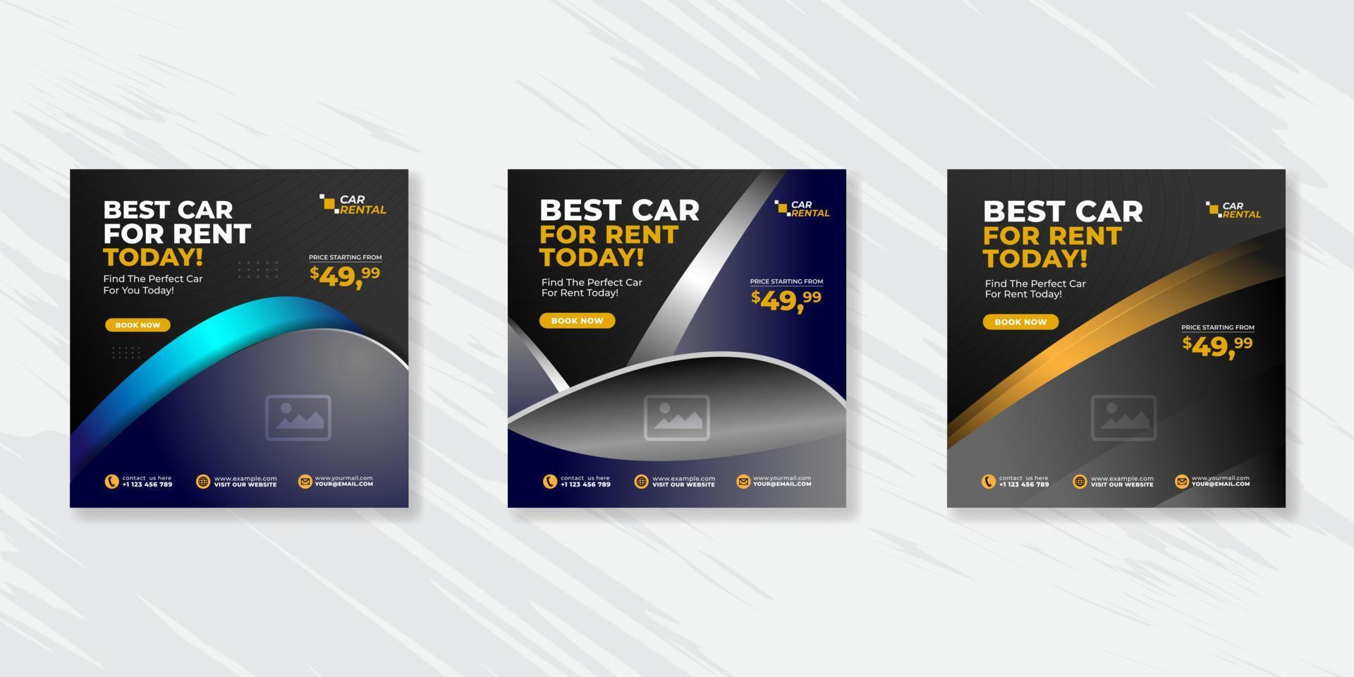 Rent a car banner for social media post template design vector