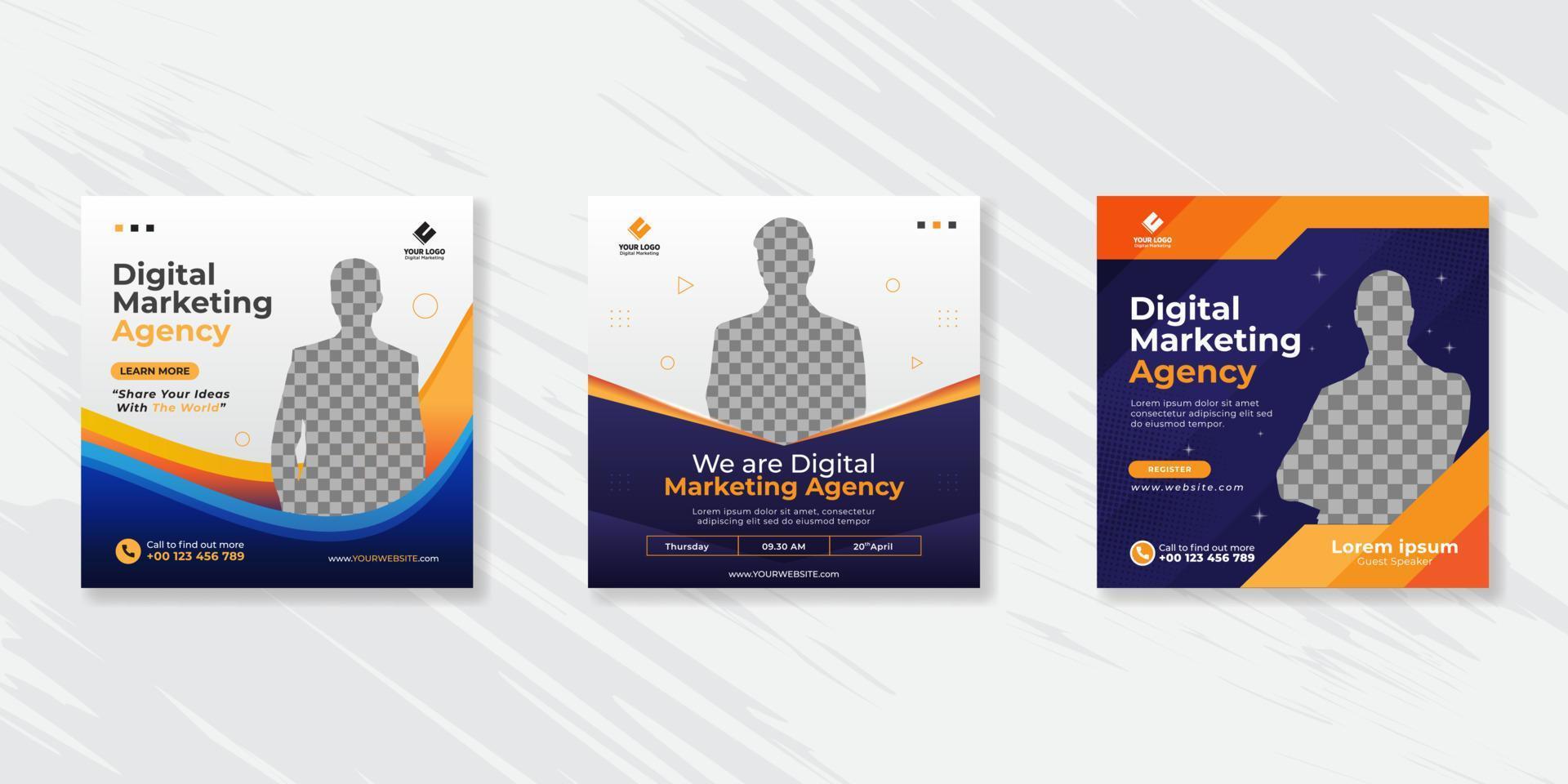 Digital business marketing social media post template. vector