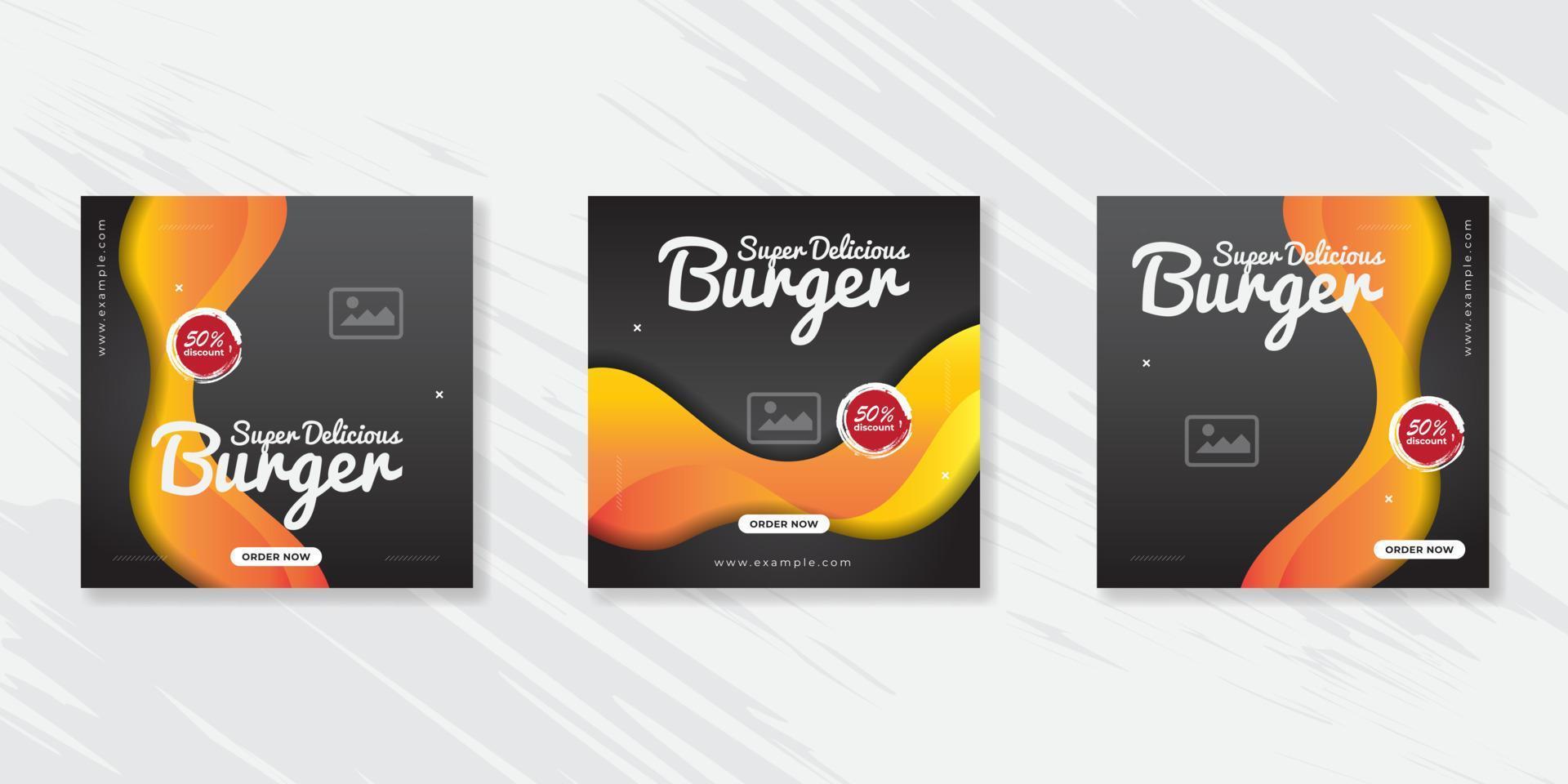 Burger social media banner templates vector