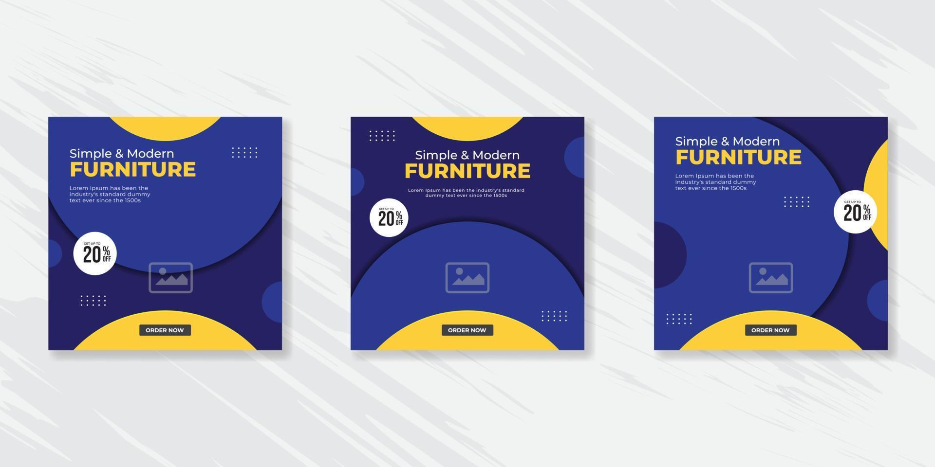 Modern Furniture social media post templates design vector