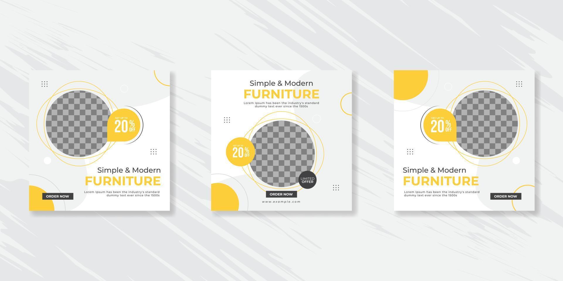 Modern Furniture social media post templates design vector