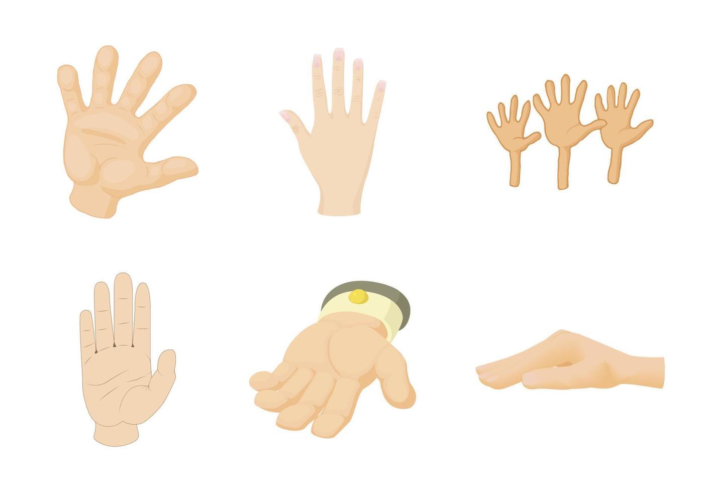 Hand icon set, cartoon style vector
