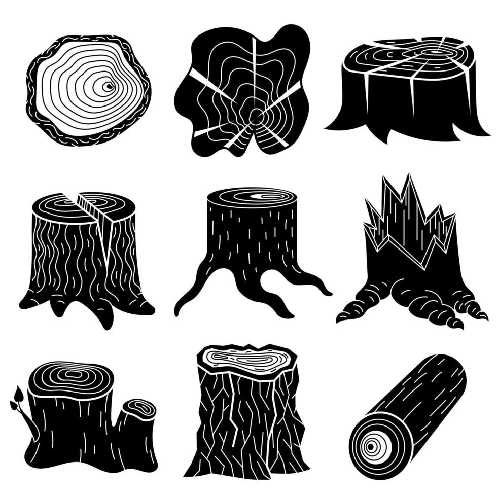 Stumps icons set, simple style vector