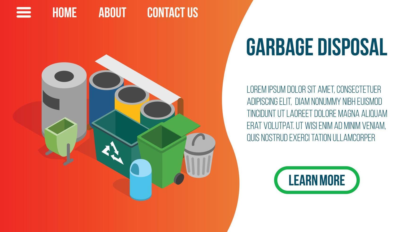 Garbage disposal concept banner, isometric style vector