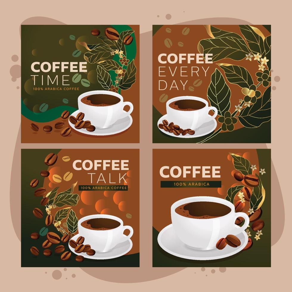 Coffee Beans Media Social Template vector