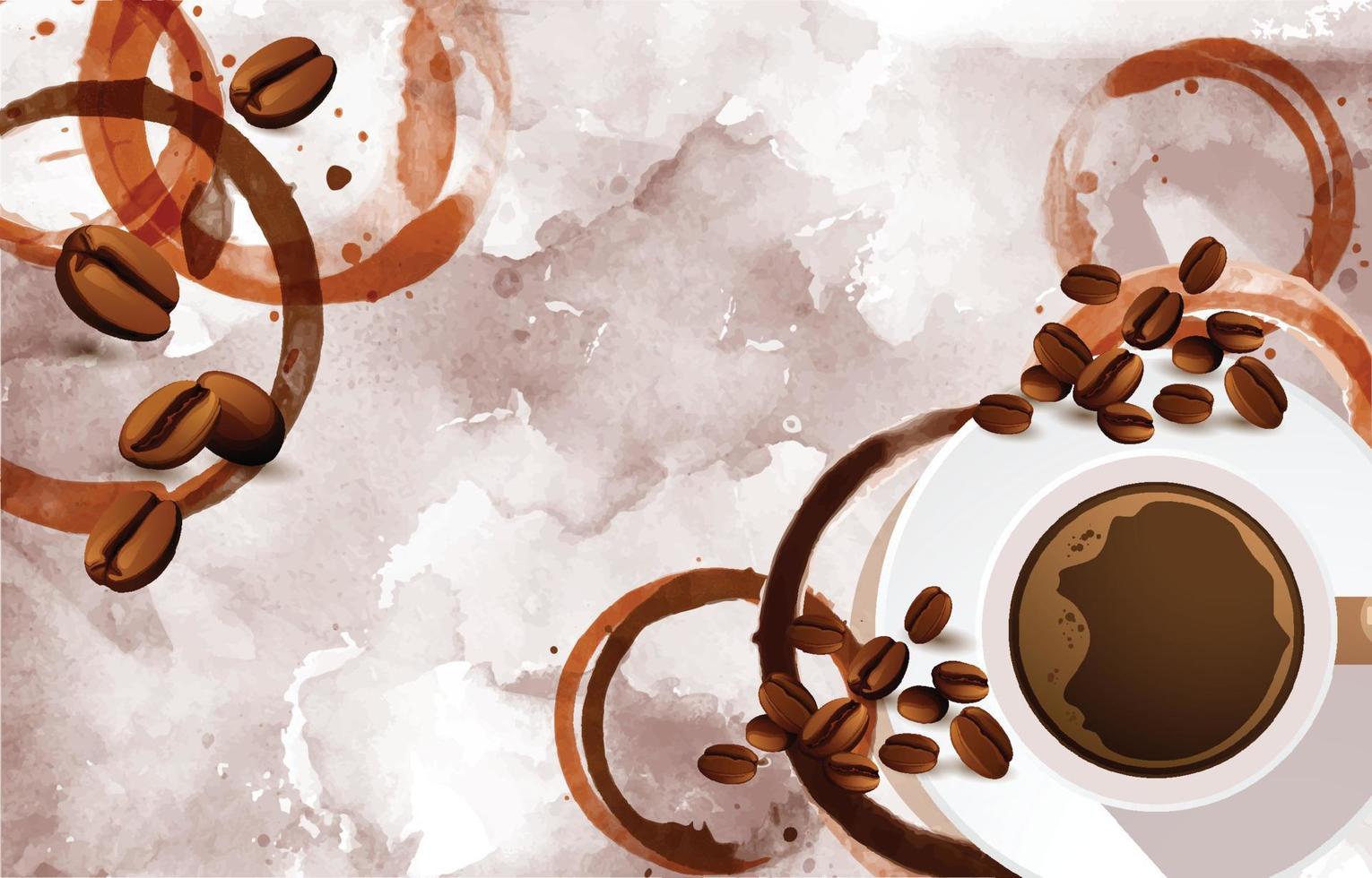 Coffee Stains Background with A Cup Coffee vector