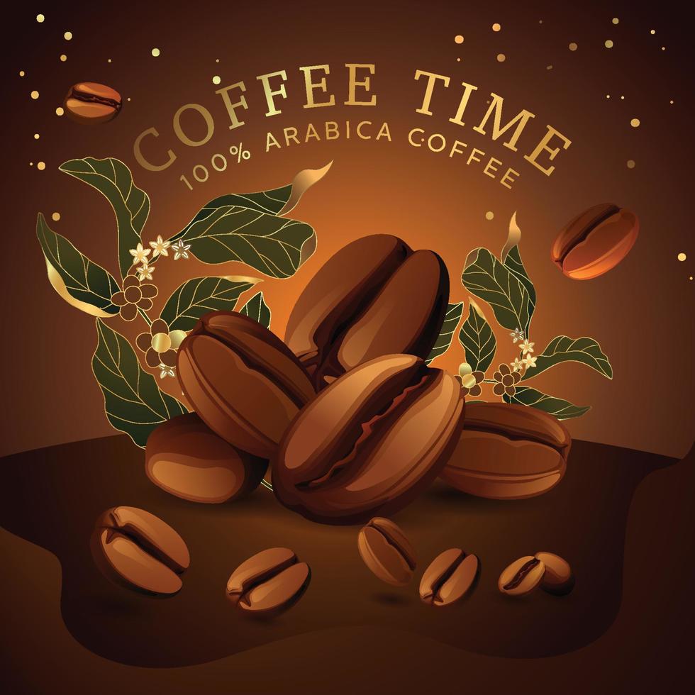 Coffee Beans with Chocolate Background vector