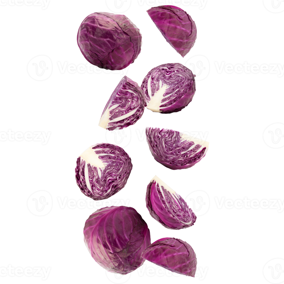 Falling red cabbage cutout, Png file