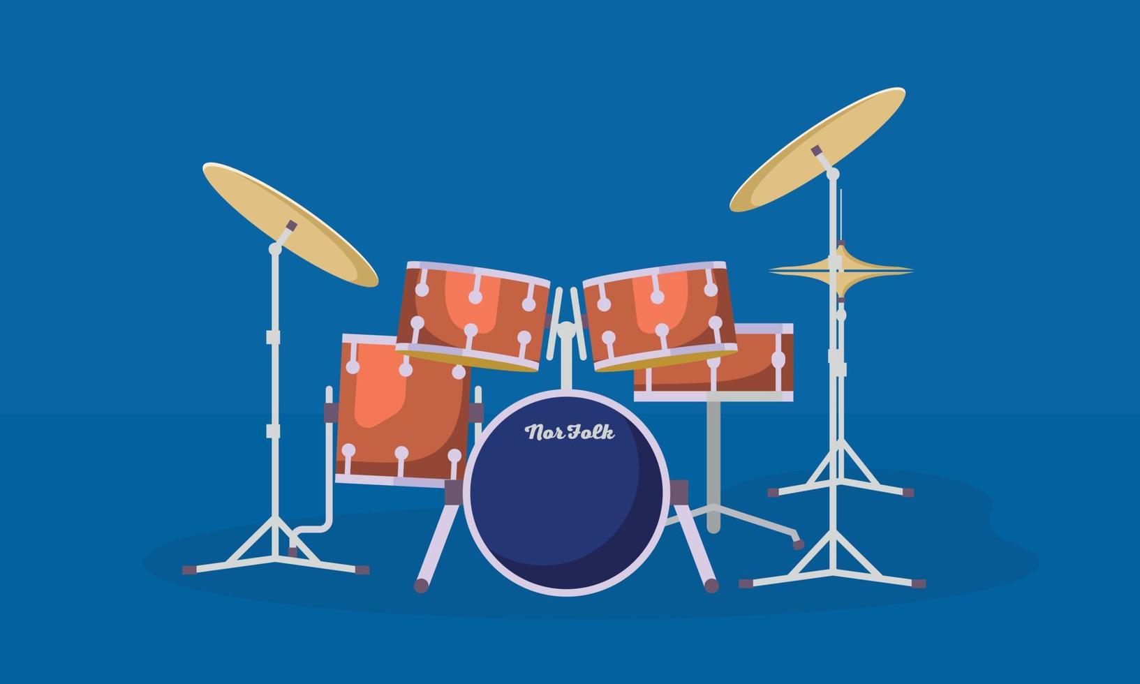 banner de kit de batería de concierto, estilo plano vector